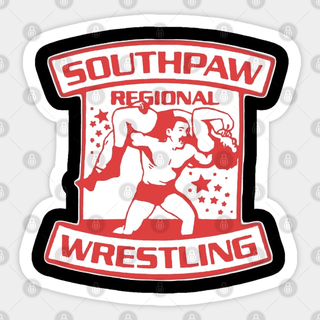 Southpaw Wrestling red Sticker by GuitarManArts